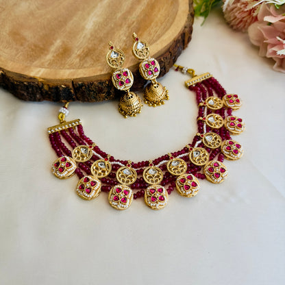 Rajwadi Short Necklace with Jhumki Earrings