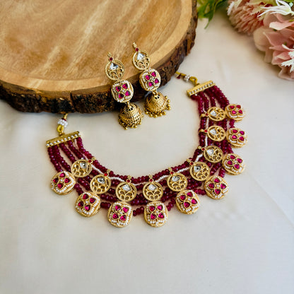 Rajwadi Short Necklace with Jhumki Earrings