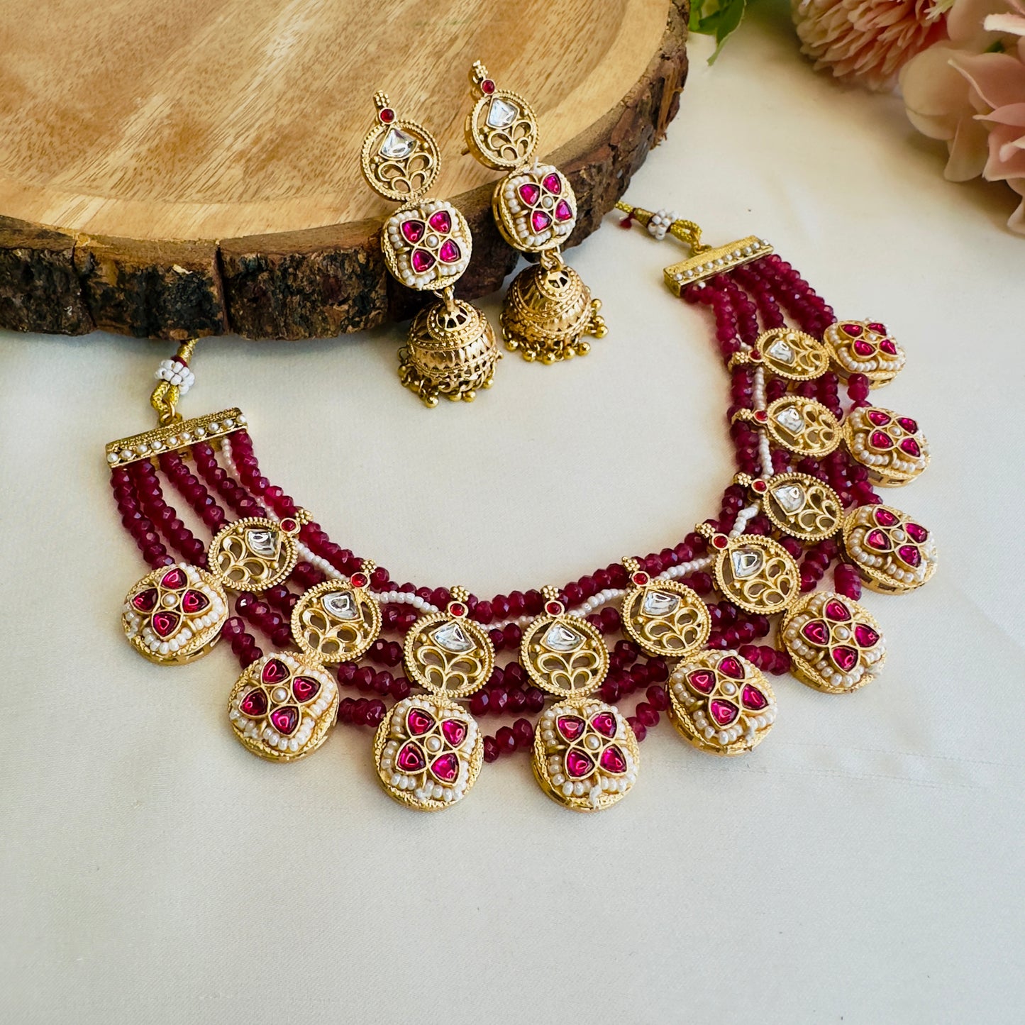 Rajwadi Short Necklace with Jhumki Earrings