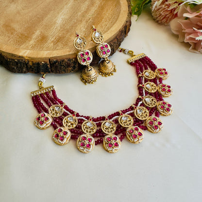 Rajwadi Short Necklace with Jhumki Earrings