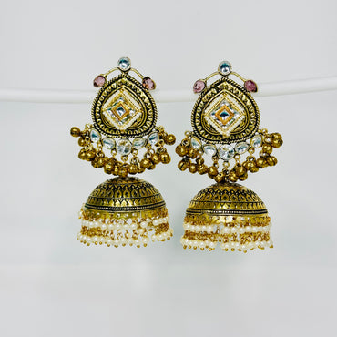 Dual Tone Multi Jhumki Earrings