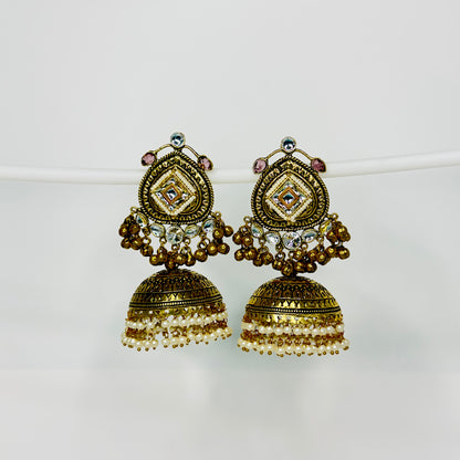 Dual Tone Multi Jhumki Earrings