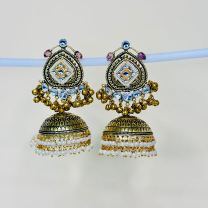 Dual Tone Multi Jhumki Earrings