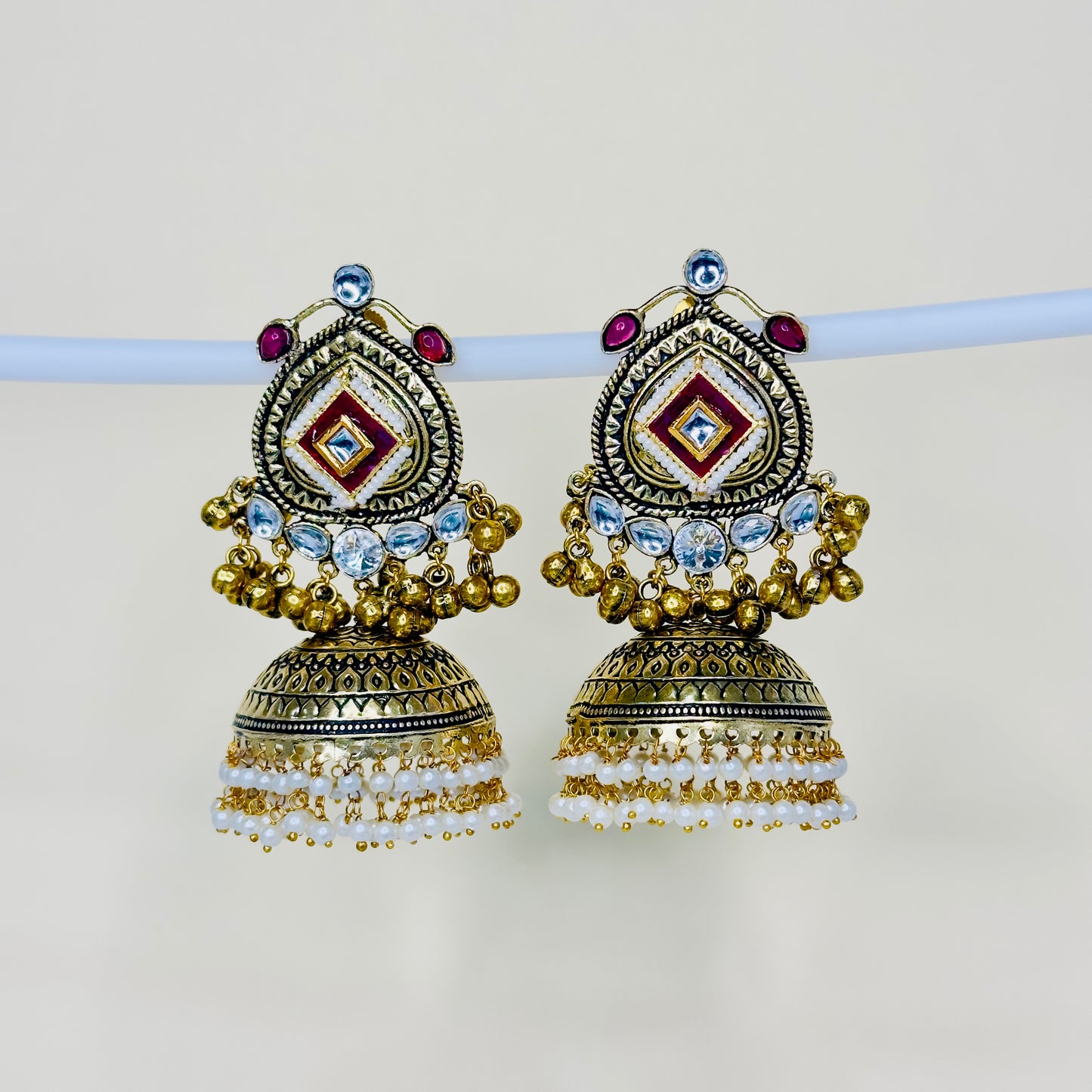 Dual Tone Multi Jhumki Earrings