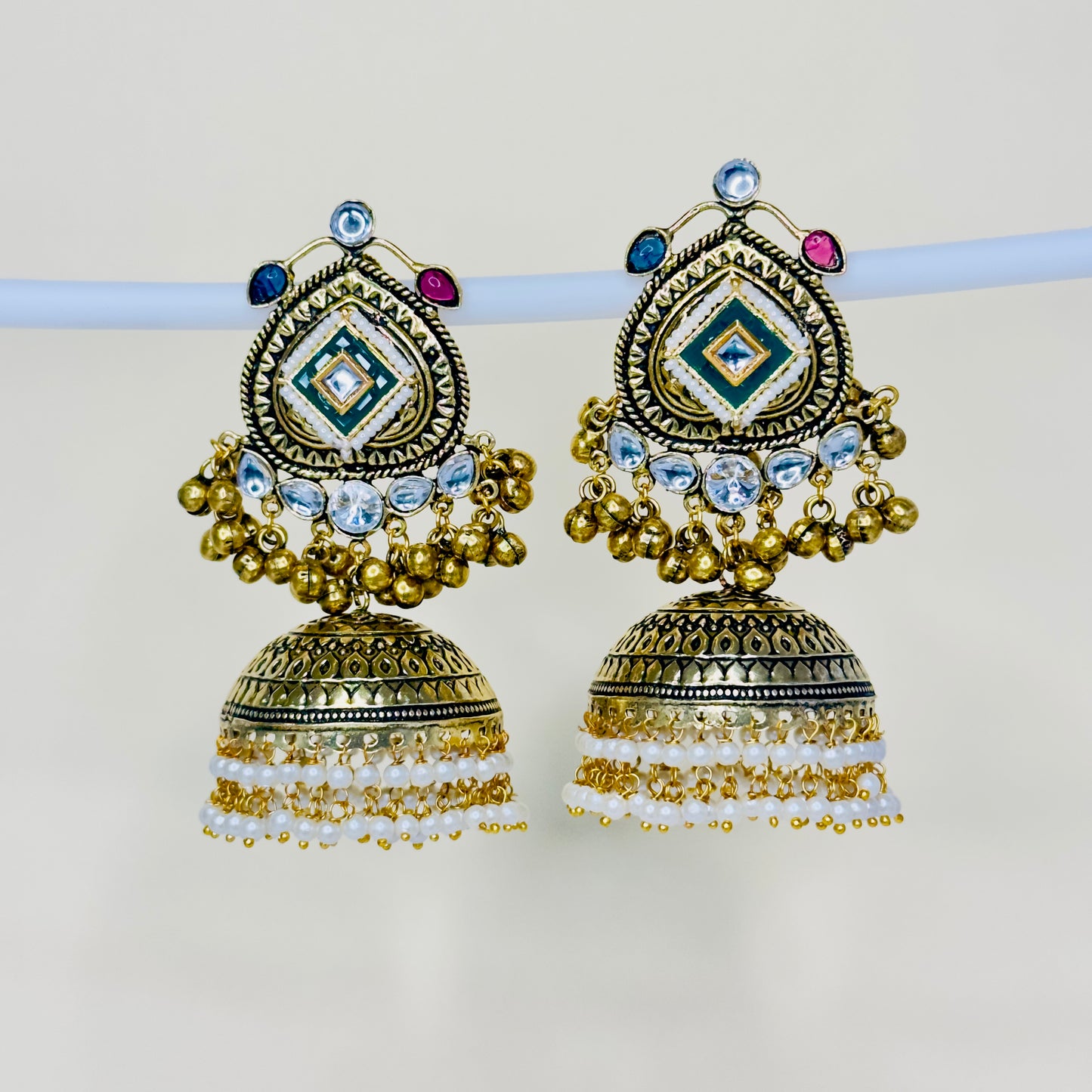 Dual Tone Multi Jhumki Earrings