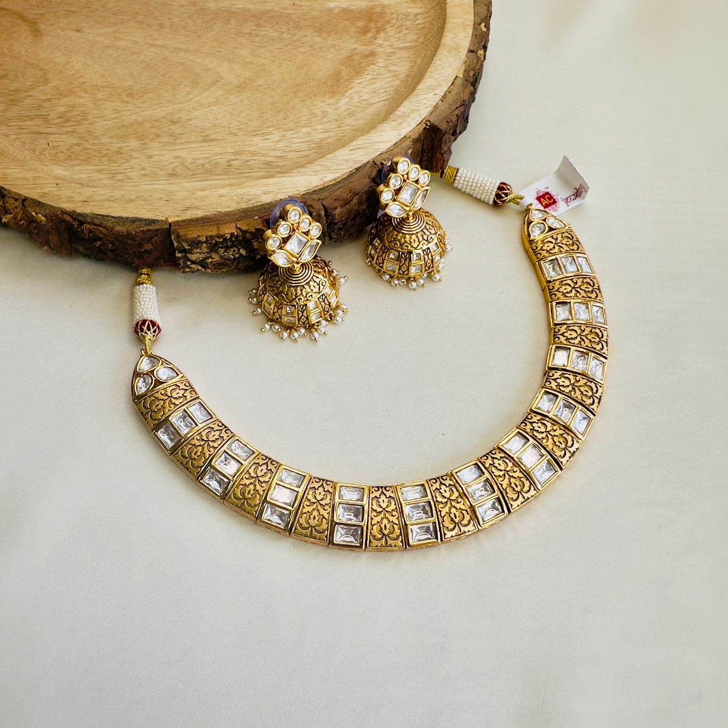 AC Kundan Necklace Set with Jhumki Earrings