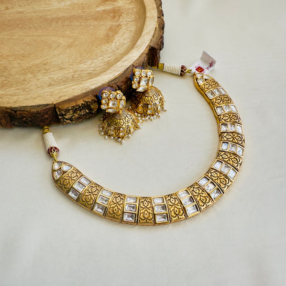 AC Kundan Necklace Set with Jhumki Earrings