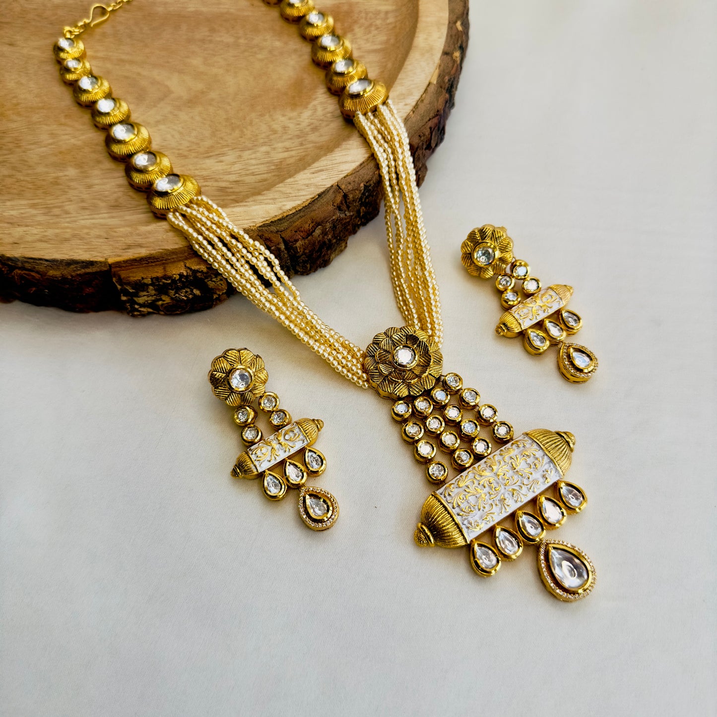 Long AC Kundan Necklace Set