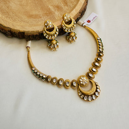 AC Kundan Half Moon Necklace Set
