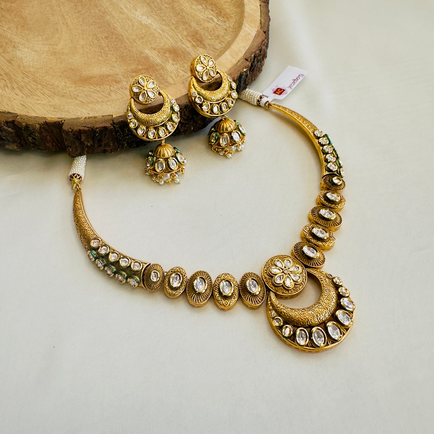 AC Kundan Half Moon Necklace Set