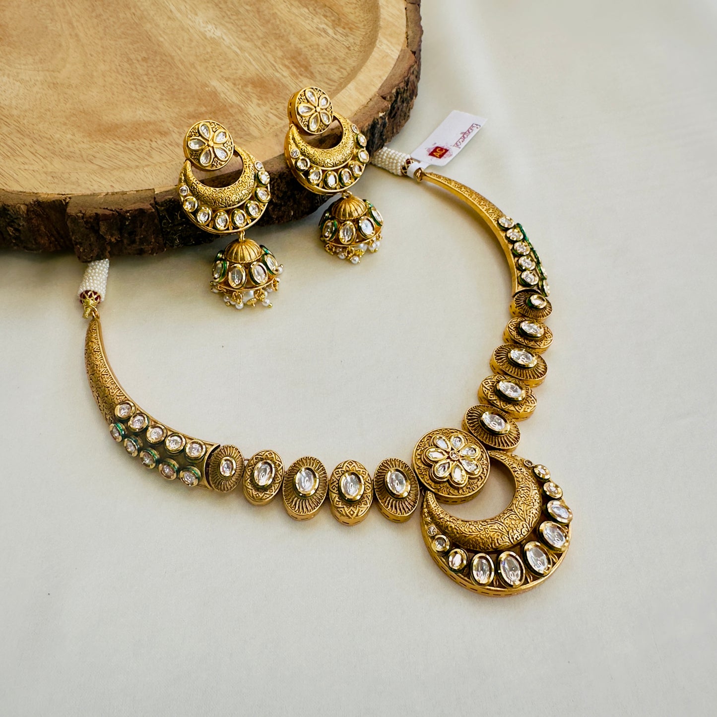 AC Kundan Half Moon Necklace Set