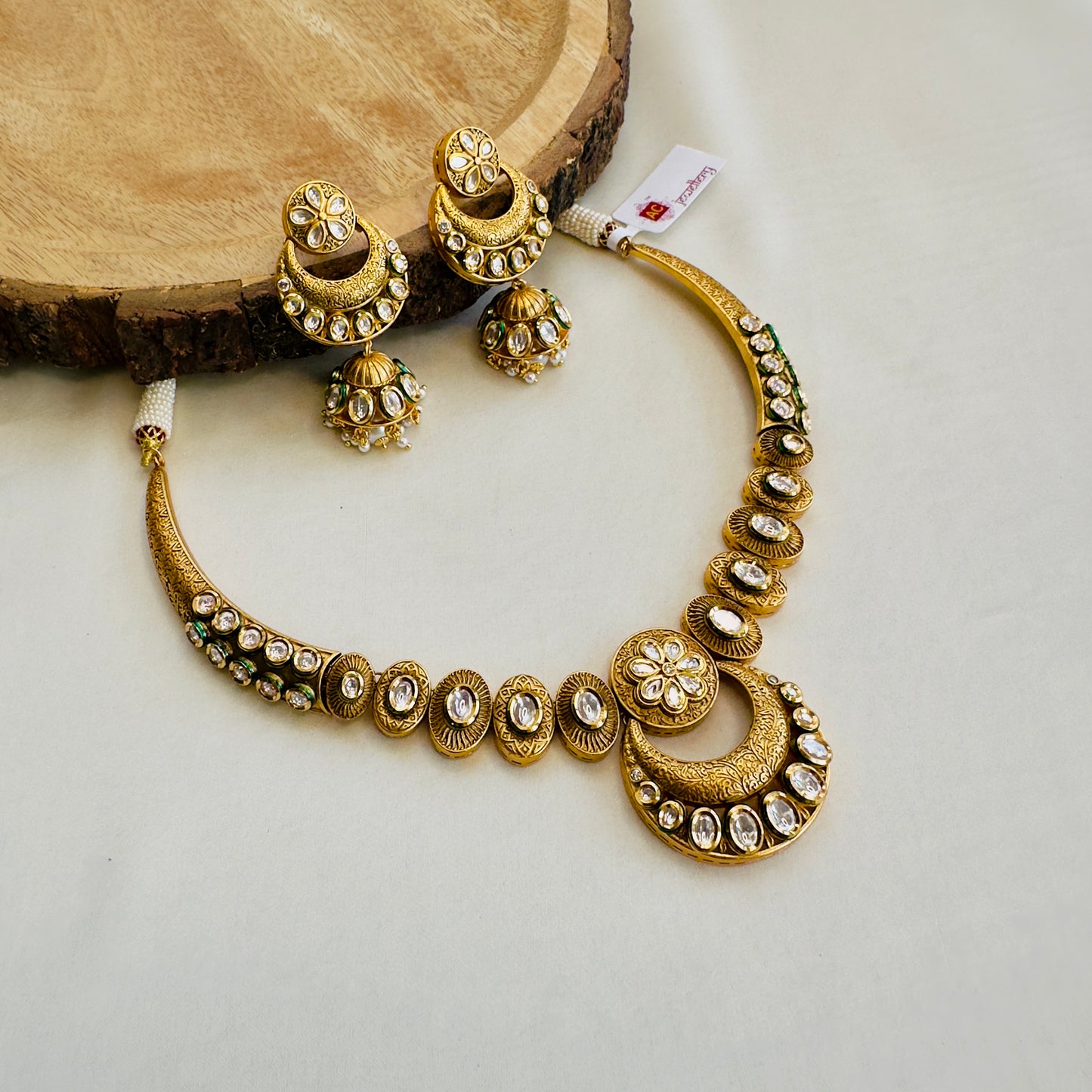 AC Kundan Half Moon Necklace Set