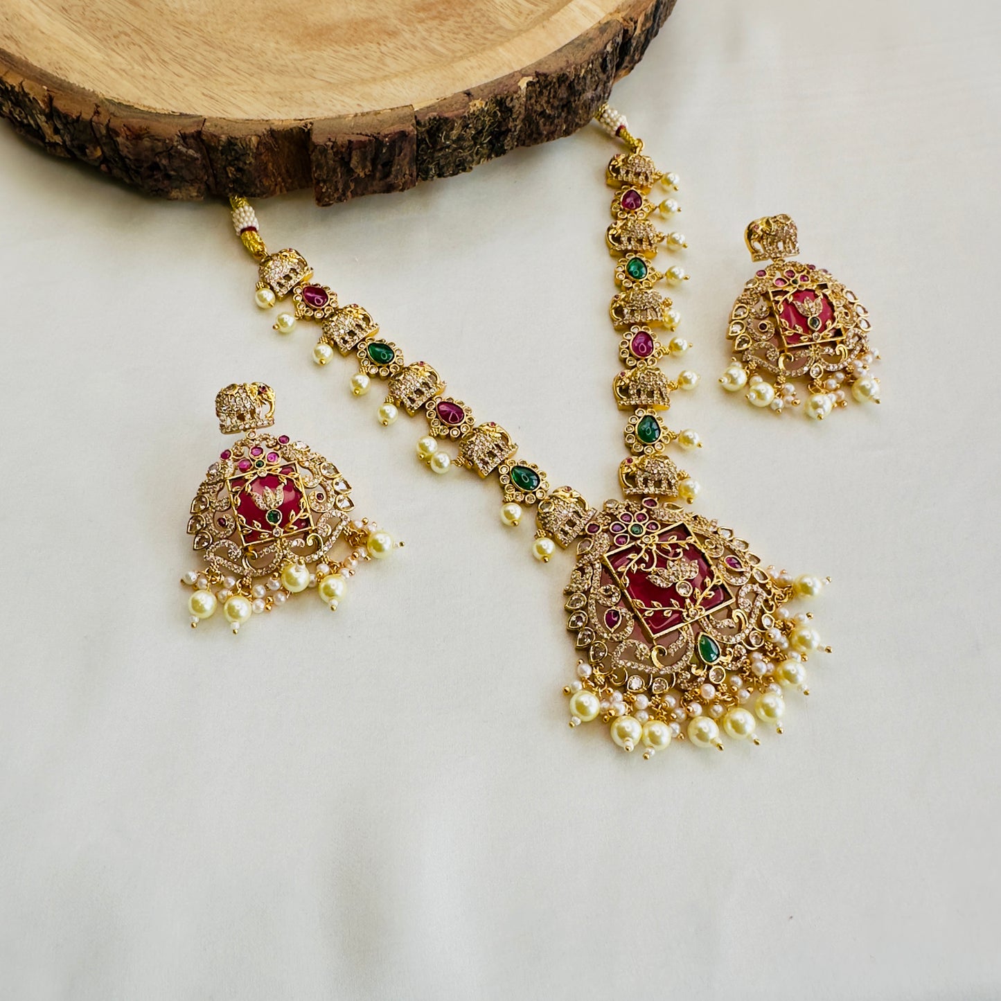 Short Multicolor AD Necklace Set