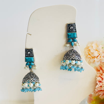 Silver Tone Jhumka Earrings