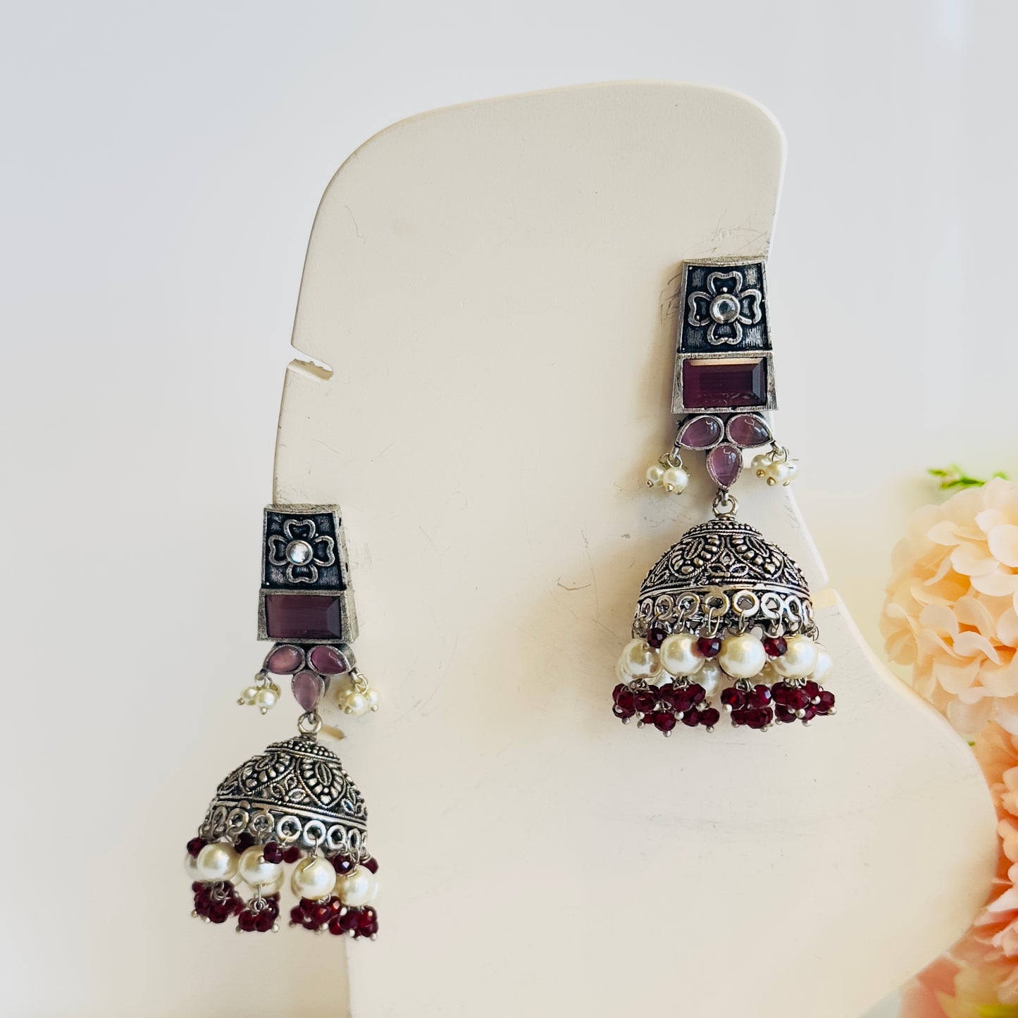 Silver Tone Jhumka Earrings