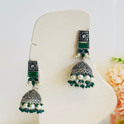 Silver Tone Jhumka Earrings