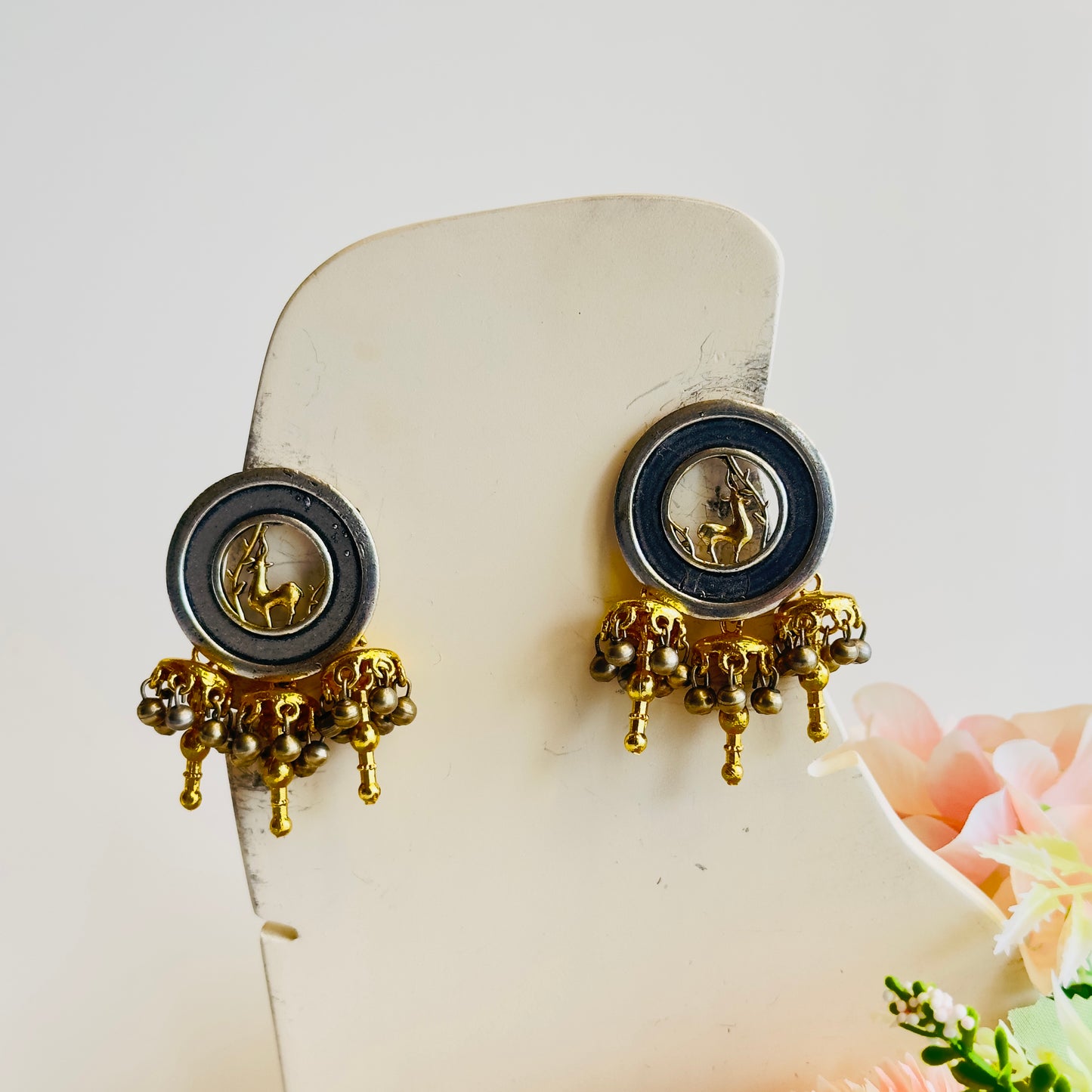 Dualtone Dear Motif Earrings