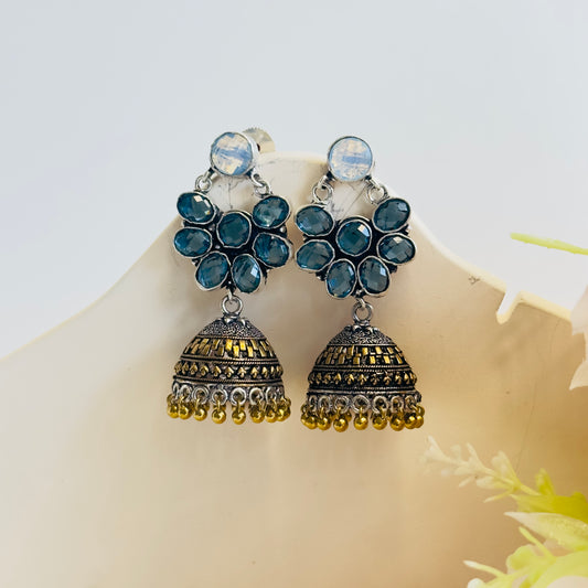 Floral Silver Replica Jhumki