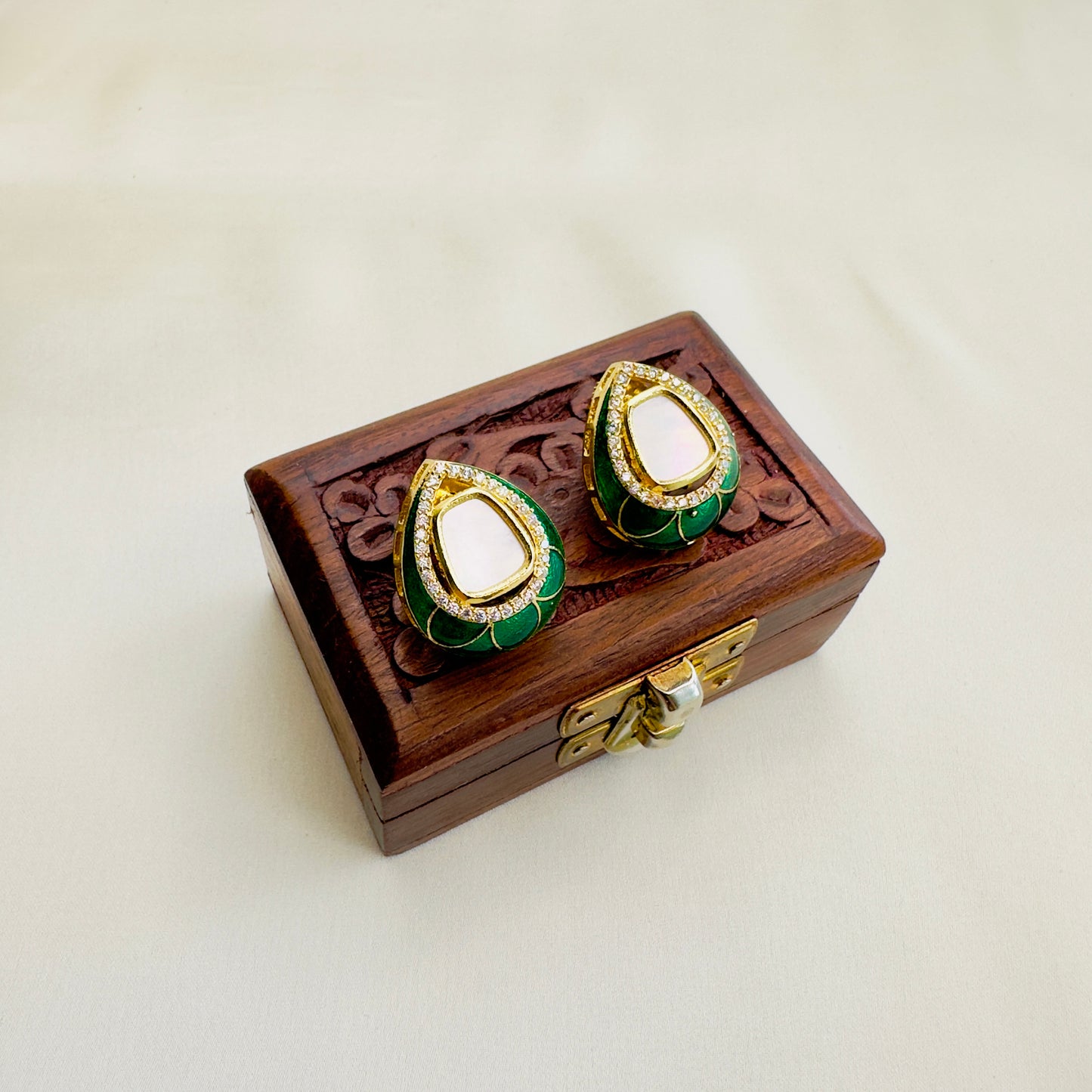 Colorful MOP and Minakari Stud Earrings