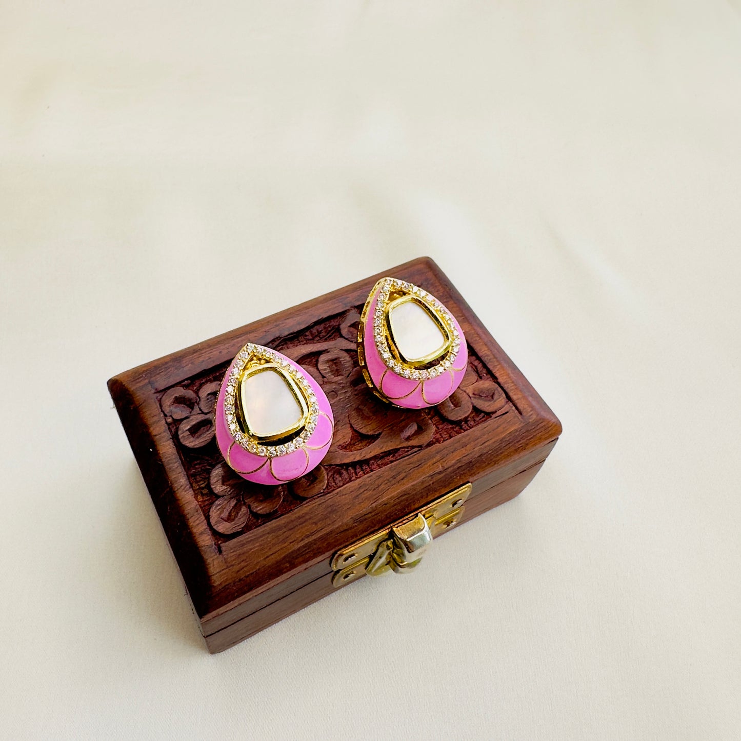 Colorful MOP and Minakari Stud Earrings