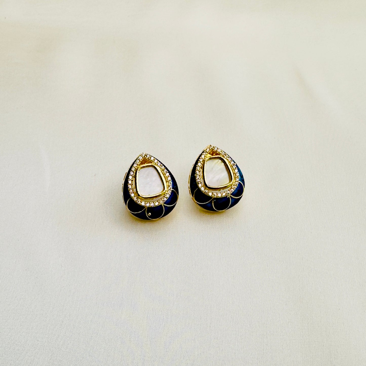 Colorful MOP and Minakari Stud Earrings