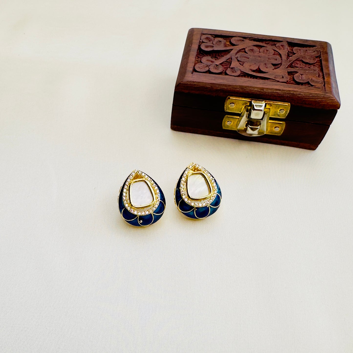 Colorful MOP and Minakari Stud Earrings