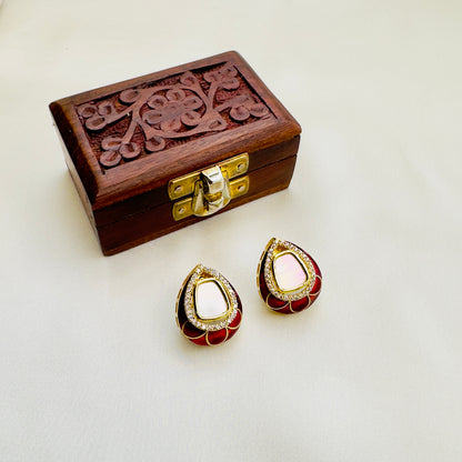 Colorful MOP and Minakari Stud Earrings