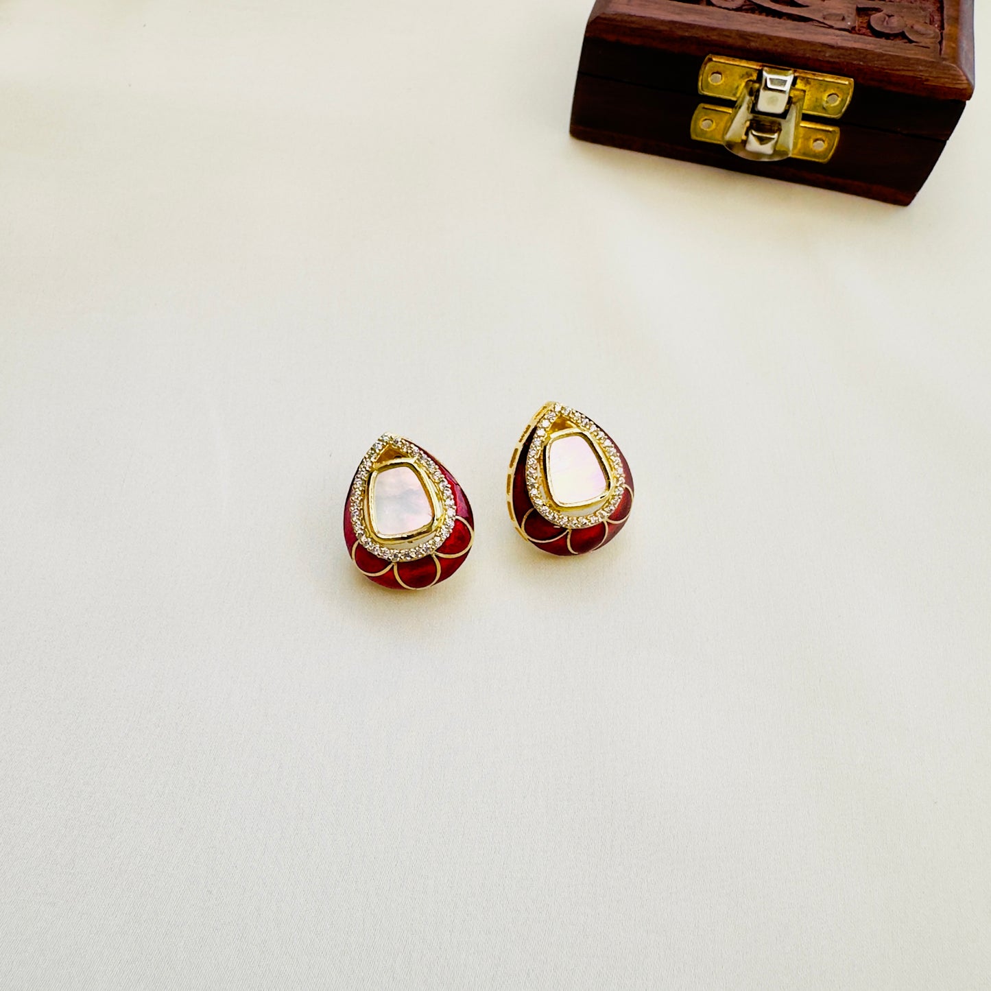 Colorful MOP and Minakari Stud Earrings