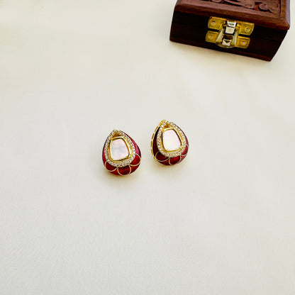 Colorful MOP and Minakari Stud Earrings