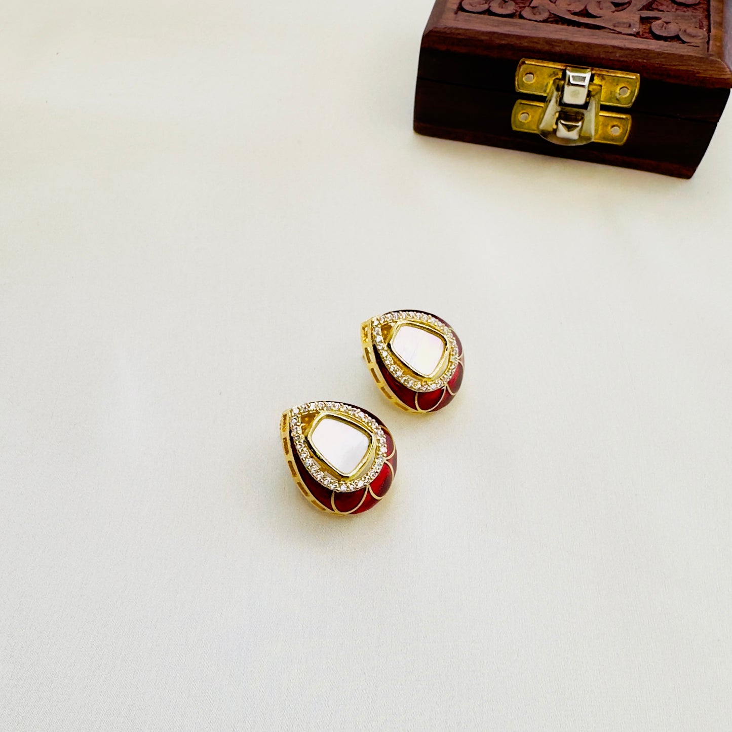 Colorful MOP and Minakari Stud Earrings