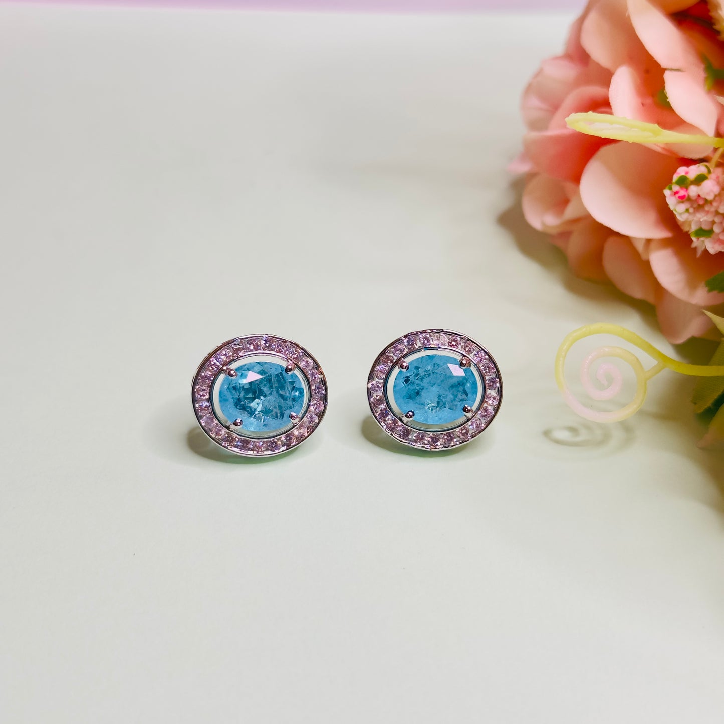 CZ Doublet Oval Shape Earrings