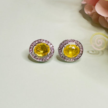 CZ Doublet Oval Shape Earrings