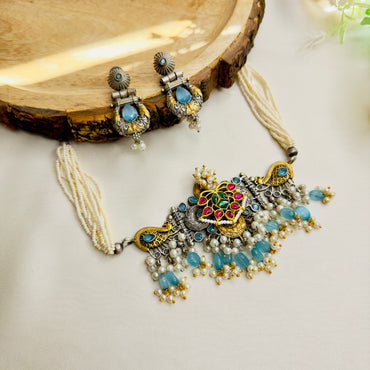 Multicolor Pachi Kundan Necklace Set