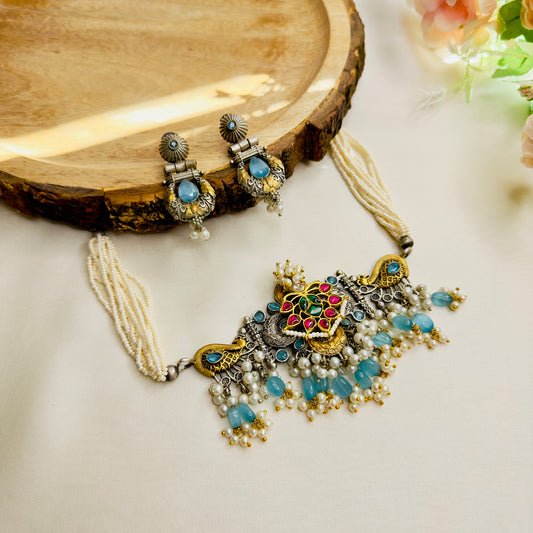 Multicolor Pachi Kundan Necklace Set