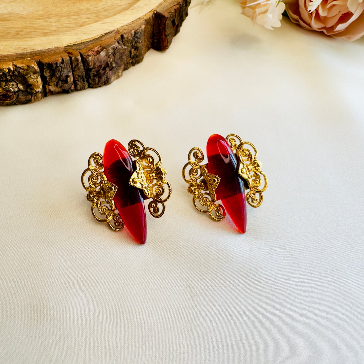 Golden Tone Stud Earrings