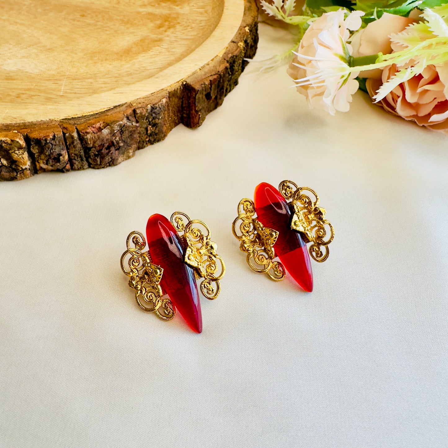 Golden Tone Stud Earrings