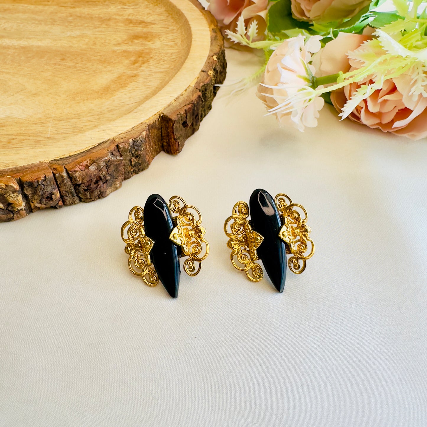 Golden Tone Stud Earrings