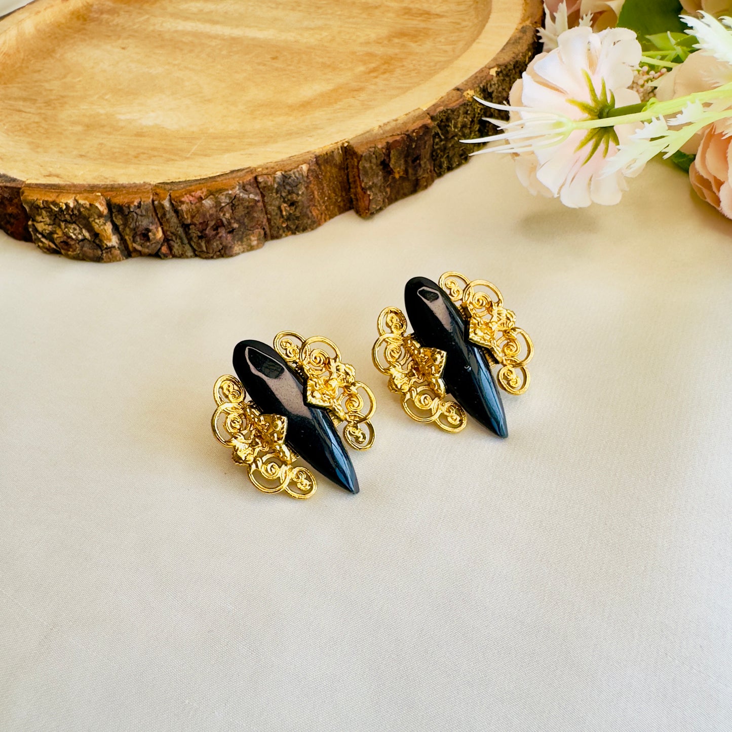 Golden Tone Stud Earrings