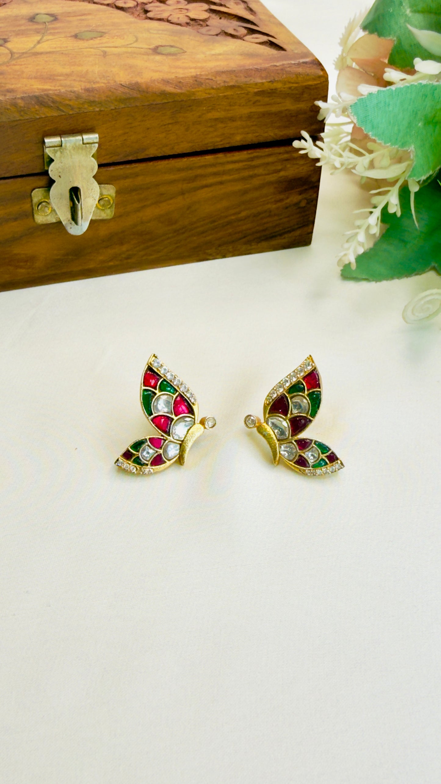 Butterfly Jadau Stud Earrings