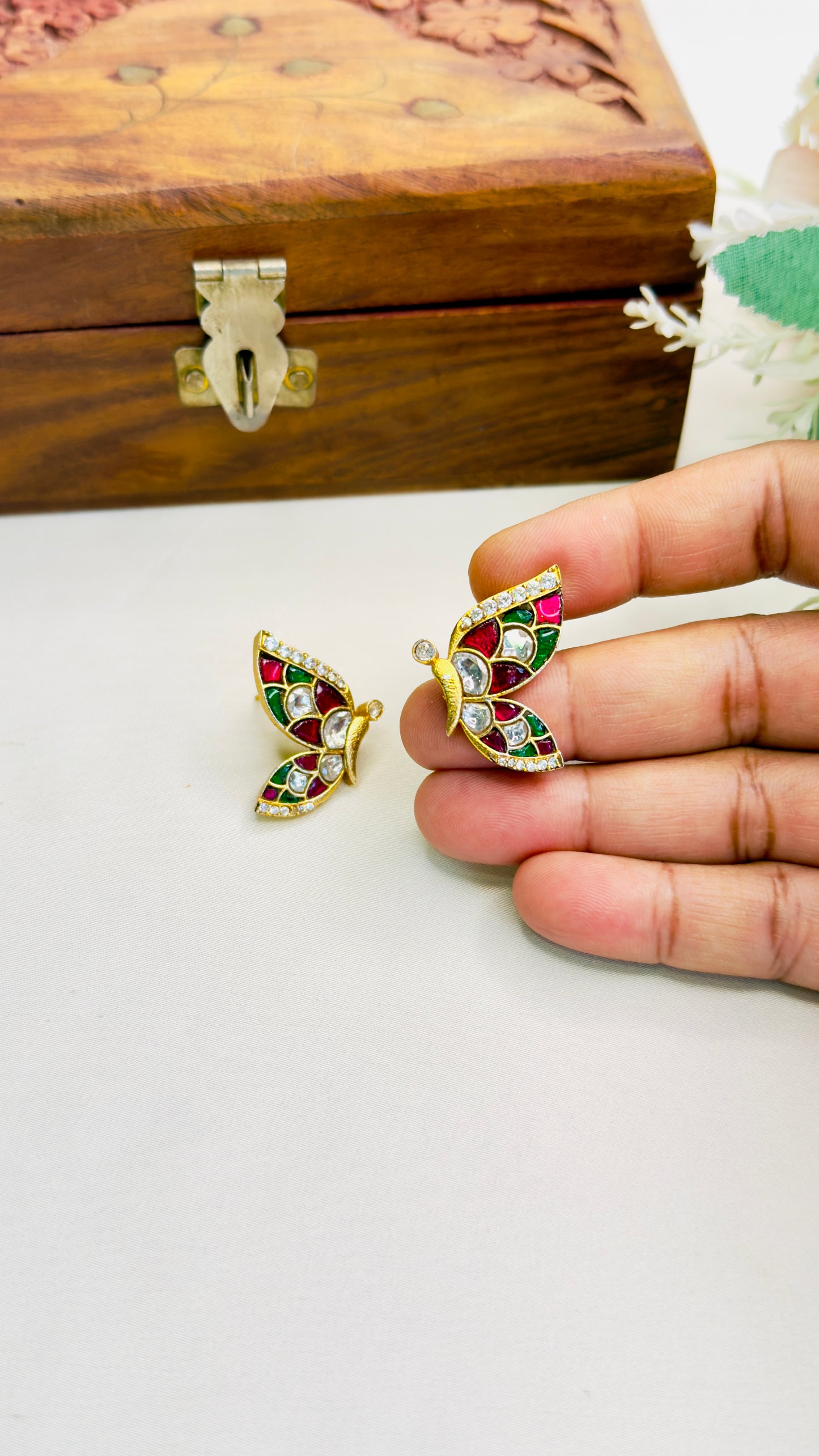 Butterfly Jadau Stud Earrings