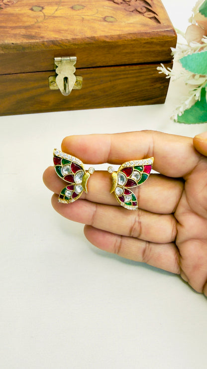 Butterfly Jadau Stud Earrings