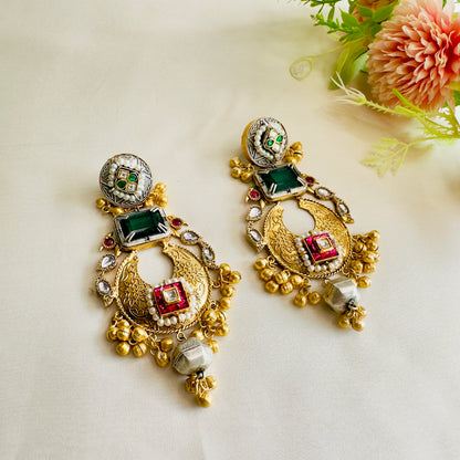 Beautiful Dual Tone Kundan work multicolor Jhumka