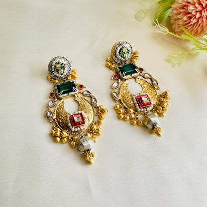 Beautiful Dual Tone Kundan work multicolor Jhumka