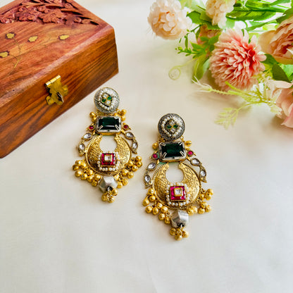 Beautiful Dual Tone Kundan work multicolor Jhumka