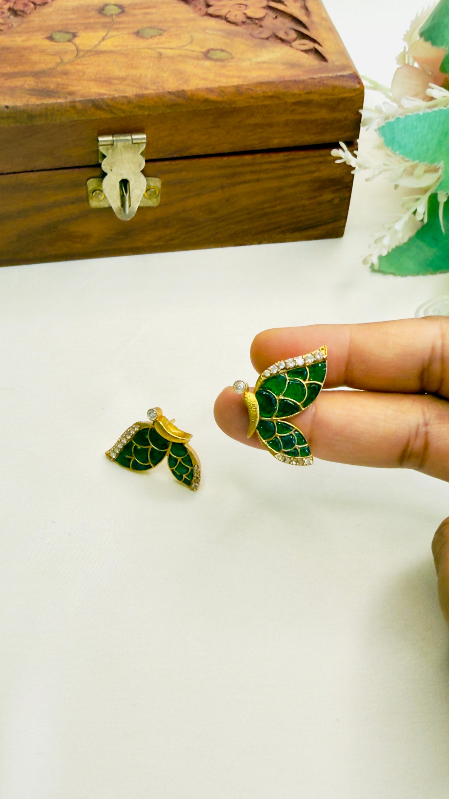 Butterfly Jadau Stud Earrings