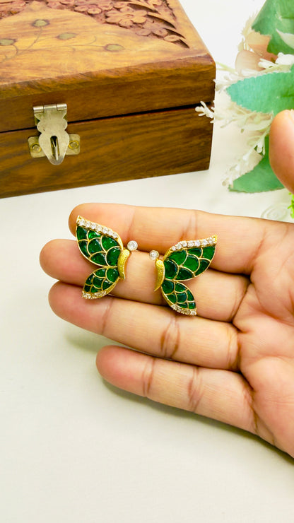 Butterfly Jadau Stud Earrings