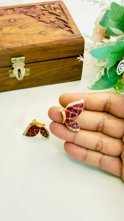 Butterfly Jadau Stud Earrings