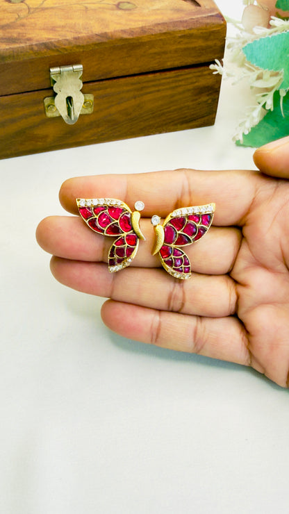 Butterfly Jadau Stud Earrings