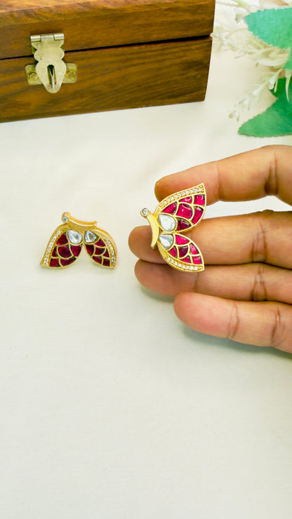 Butterfly Jadau Stud Earrings