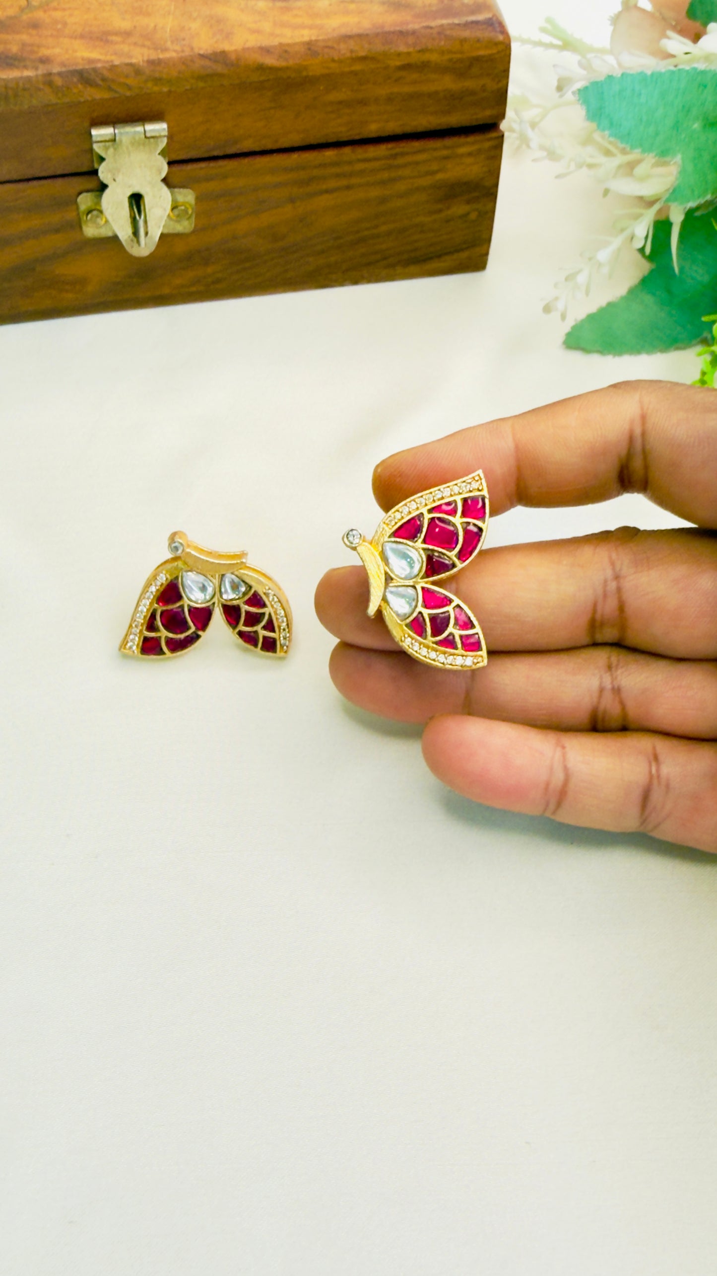 Butterfly Jadau Stud Earrings